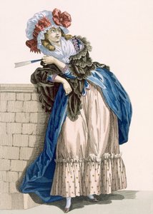 L&39;Amiable Cephise、Dupinが刻印、「Galeries des Modes et Costumes Francais」c.1778-87 99：clothing;より伝統的なドレス;伝統的な衣装;ファッション;イラスト 作： Francois Louis Joseph Watteau